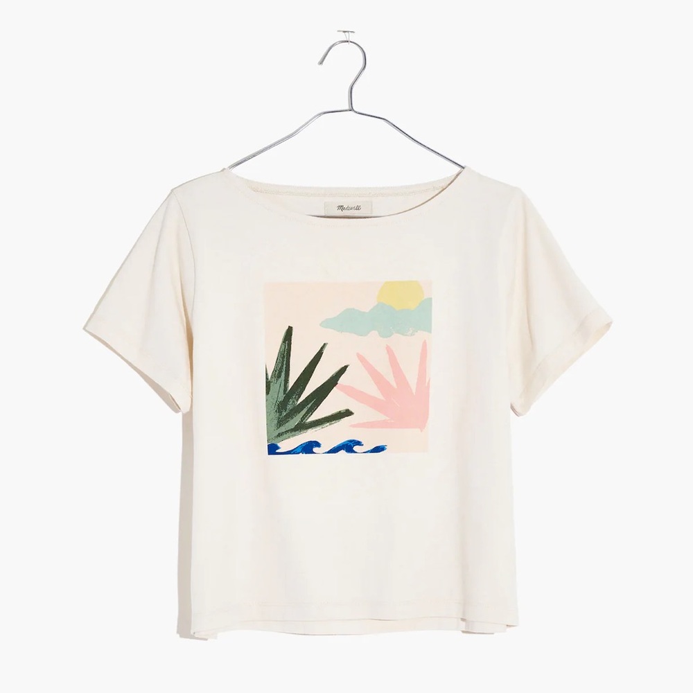 Madewell tropical scene white boxy tee